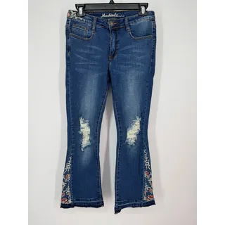 Photo of Machine Nouvelle Mode Floral Embroidered Cropped Flare Jeans Size 9 / 30 New