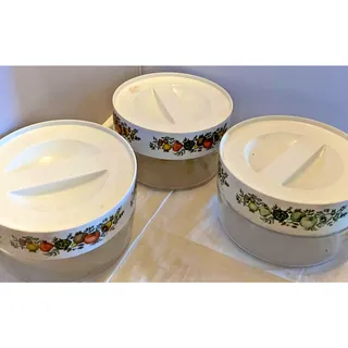 Photo of Vintage PYREX® Spice of Life 3-Piece Glass See N Store Canister Set 3.5"