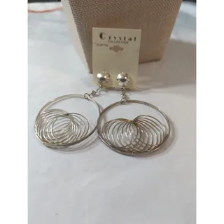 Photo of Crystal collection clip on silver earrings