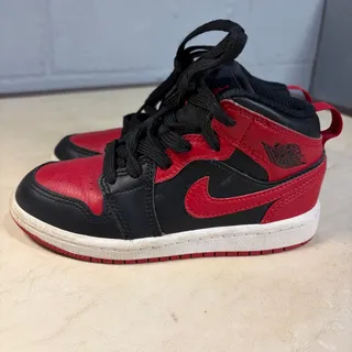 Photo of Kids Nike Air Jordan 1 Mid Shoes 11C Red Black Youth Toddler Jordan Sneakers