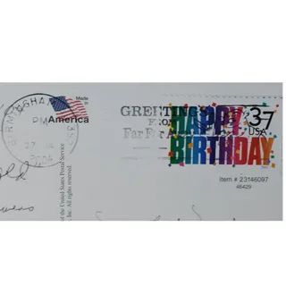 Photo of USPS Happy Birthday 2002 37-Cent Postcard Full Cover Canceled Birmingham AL