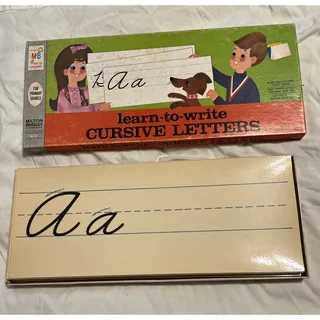 Photo of VINTAGE MILTON BRADLEY LEARN-TO-WRITE CURSIVE LETTERS COMPLETE BOX 1967