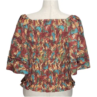 Photo of Cato 18/20W Floral Smocked Milkmaid Top Coquette Boho Romantic Cottagecore