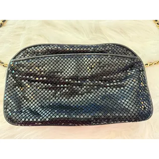 Photo of Vintage 80s 90s Black Metal Mesh Crossbody Bag Gold Interwoven Chain Evening