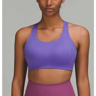 Photo of Lululemon AirSupport High Support Sports Bra 36 DD Charged Indigo Gym Workout