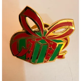 Photo of Vintage Baudville Christmas Present Red Green Enamel Pin