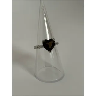 Photo of New Smoky Quartz Heart Ring Silver Tone Adjustable Band