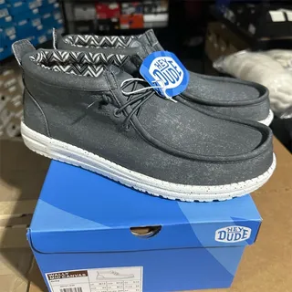 Photo of HEYDUDE Wally Mid Canvas 'Gray' Slip-On Casual Shoes | Mens Size 12 | NIB