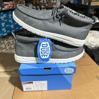 Photo of HEYDUDE Wally Mid Canvas 'Gray' Slip-On Casual Shoes | Mens Size 12 | NIB