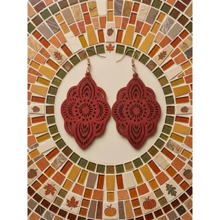 Photo of Laser Cut Wooden Bohemian Earrings 3.5” NWOT