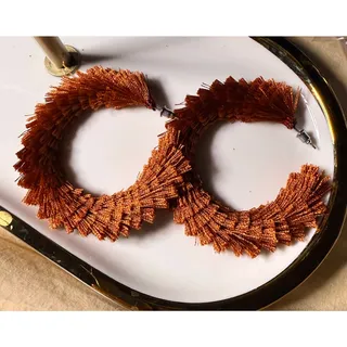 Photo of Forever 21 Orange Tassel Hoop Earrings NWOT 2.5”