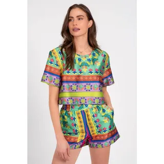 Photo of Lavender Brown Helen Silky Pull-on Shorts in Green Multi M NEW Festival
