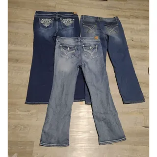 Photo of lot of 3 WallFlower Jeans Women's 16W Blue Cotton Denim Bootcut