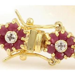 Photo of New 6.71 CTW Natural Ruby & Diamonds 18KGP Designer Bracelet MSRP $2,775