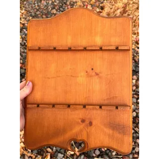 Photo of Vintage MCM Spoon Rack, Wooden Hanging Display Rack with Heart Cut-Out Detail