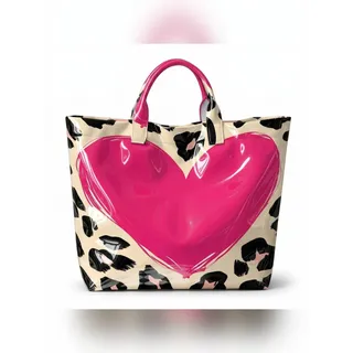 Photo of Heart Leopard Print Stylish Tote Bag