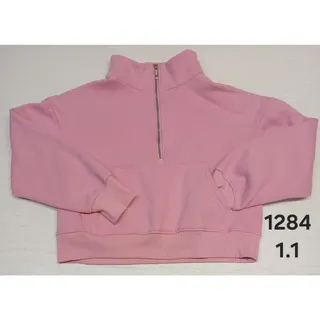 Photo of EFan (Medium) Pink 1/4 Zip Cropped Pullover Sweatshirt