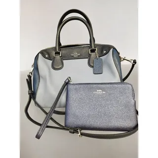 Photo of Coach Colorblock Pebbled Leather Satchel Matching Wristlet