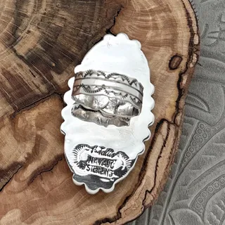 Photo of AARON TALLIS Navajo Sterling Silver Lapis Lazuli Statement Ring Rosettes Adjust
