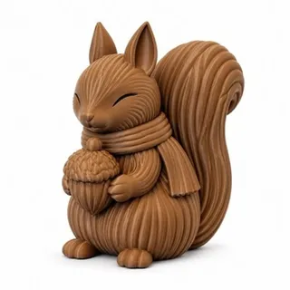 Photo of Brown Squirrel Figurine Holding Acorn with Scarf Woodland Fall Home Decor