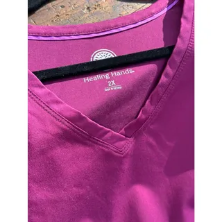 Photo of Healing Hands Purple Label Juliet Scrub Top 2XL Burgundy Wine Stretch