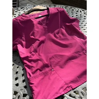 Photo of Healing Hands Purple Label Juliet Scrub Top 2XL Burgundy Wine Stretch