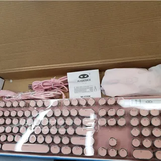 Photo of MageGee MK-STORM Retro Mechanical Keyboard & Mouse Combo (Pink)