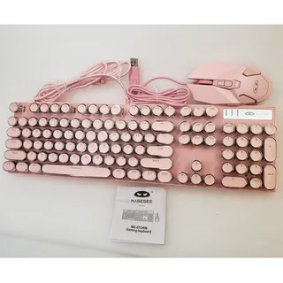 Photo of MageGee MK-STORM Retro Mechanical Keyboard & Mouse Combo (Pink)