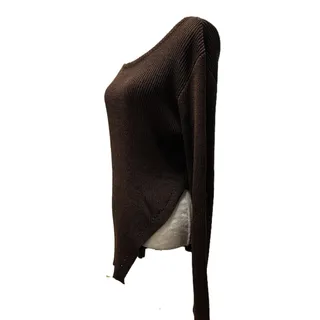 Photo of NWT Mimosa Long Sleeve Pull Over Side Slit Scoop Neck Brown Knit Sweater-Large