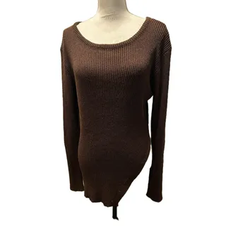 Photo of NWT Mimosa Long Sleeve Pull Over Side Slit Scoop Neck Brown Knit Sweater-Large