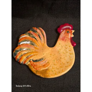 Photo of Colorful Ceramic Rooster Spoon Rest Serving Dish Farmhouse Kitchen Decor