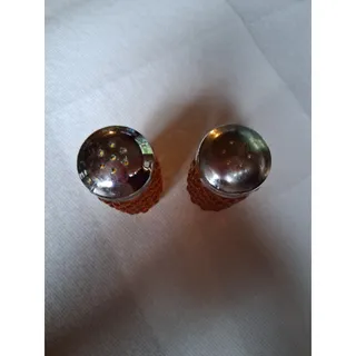 Photo of Vtg Amber Glass Hobnail Salt & Pepper Shakers (3227)