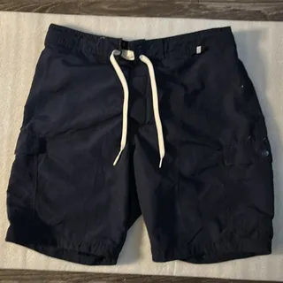 Photo of H&M Mens/Boys Navy Lined Two Pocket Board Shorts M Swim Nautical Preppy Classic