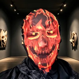 Photo of FLAMING EVIL MESH OVER THE HEAD HALLOWEEN MASK NEW
