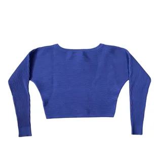 Photo of Open Edit Blouson Sweater Women Sz M Blue Crew Neck Ribbed NWT