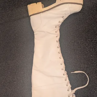 Photo of Louis Vuitton white knee high military style lace up boots
