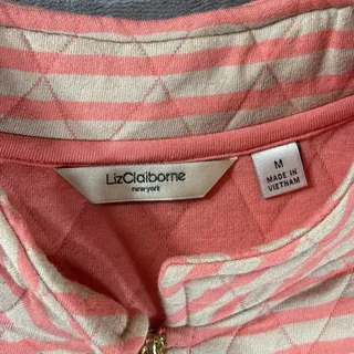 Photo of Women's Orange Striped Vest Liz Claiborne Lightweight Cotton Quilted Med NWT