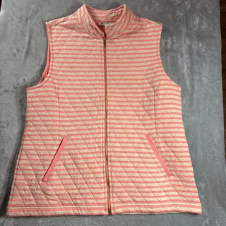 Photo of Women's Orange Striped Vest Liz Claiborne Lightweight Cotton Quilted Med NWT