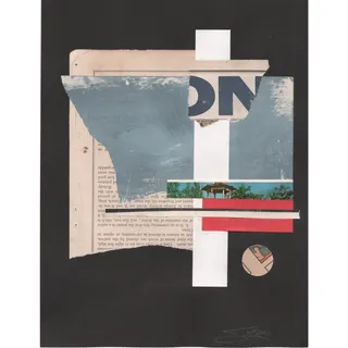 Photo of Original Mixed Media Modern Art Collage "Campanile" 8.5x11" Signed