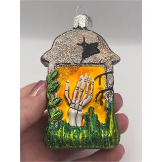 Photo of Old World Christmas, Mini Tombstone, Halloween Glass Tree Ornament
