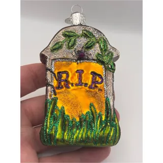 Photo of Old World Christmas, Mini Tombstone, Halloween Glass Tree Ornament