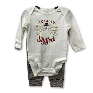 Photo of Carter's One Piece Pants Long Sleeve "Totally Stuffed" Turkey Cream 3months NWT
