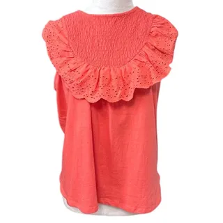 Photo of Inner Circle Top Coral Eyelet Sleeveless Top Sz S NWOT 100% Cotton Summer Boho