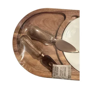 Photo of Twine Living Co Gourmet wood & ceramic cheese board set