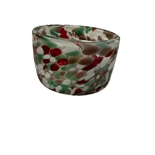 Photo of Hand Blown Multi Color Art Glass Candle holder/Small Bowl Made In Mexico