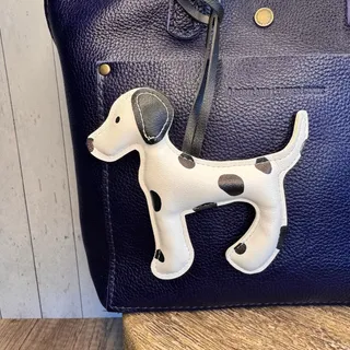 Photo of White Black Polka Dot Dog Purse Charm Poodle Dalmatian Dog Bag Charm Puppy Lover