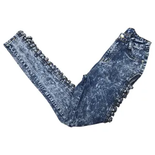 Photo of Vinizbena Sz 5 Acid Wash Skinny Jeans Lace Up Corset Cutout Y2K Punk Goth Denim