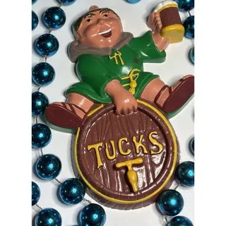 Photo of Rare Vintage Krewe of Tucks Mardi Gras 6” Friar Tuck Medallion Throw Blue Beads