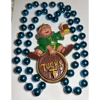Photo of Rare Vintage Krewe of Tucks Mardi Gras 6” Friar Tuck Medallion Throw Blue Beads
