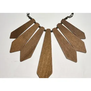 Photo of Necklace Plunder Design Wooden Charms Posse Bronze Chain 20”